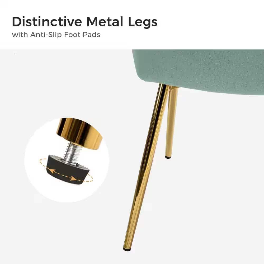Sage Green Velvet Wingback Accent Chair with Gold Metal Legs 3 Sage Green Velvet Wingback Accent Chair with Gold Metal Legs - Image 3