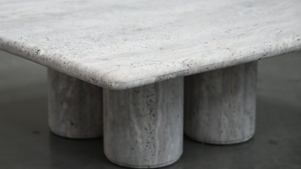 SHELTER Square Grey Sandstone Marble Coffee Table 4