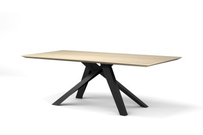SHIBUYA Oak Dining Table Black Steel Gum Tree Metal