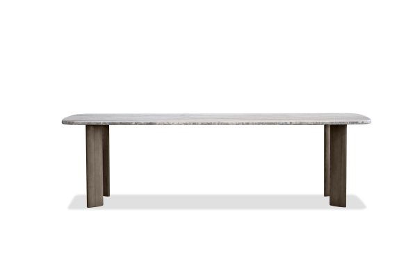 SHOKU Dining Table Silver Grey Travertine Ebony Ash Legs 1 2