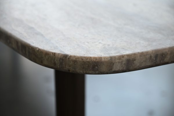 SHOKU Dining Table Silver Grey Travertine Ebony Ash Legs 5 2