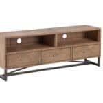 Dry Sand Reclaimed Pine Transitional TV Console with Metal Legs