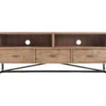 Dry Sand Reclaimed Pine Transitional TV Console with Metal Legs