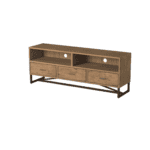 Dry Sand Reclaimed Pine Transitional TV Console with Metal Legs