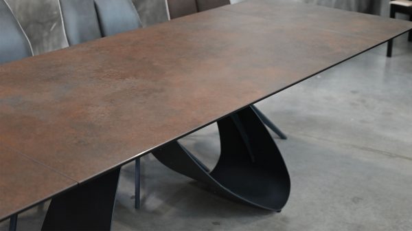 SIGNATURE Oxidized Brown Ceramic Extension Dining Table 2 2