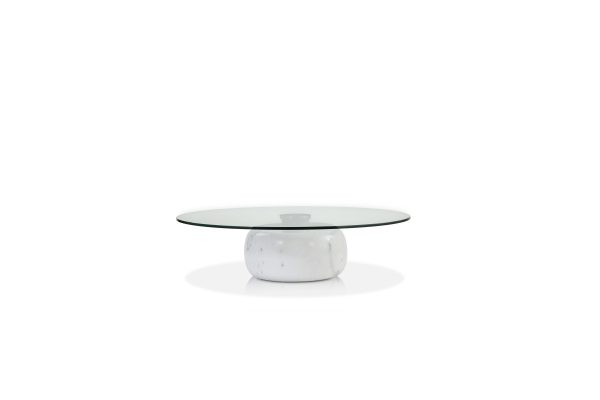 SKIP Coffee Table Clear Glass White Marble