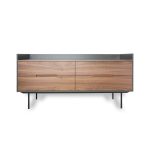 SLATER Low Walnut Buffet with Slate Ceramic Top