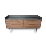 SLATER Low Walnut Buffet with Slate Ceramic Top