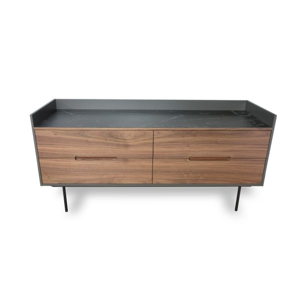 SLATER Low Walnut Buffet with Slate Ceramic Top 2 2