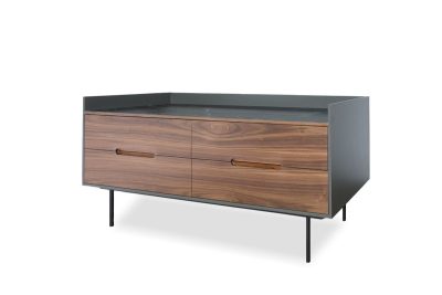 SLATER Low Walnut Buffet with Slate Ceramic Top