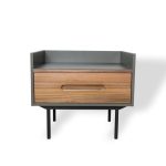 SLATER Walnut and Slate Ceramic Top Side Table
