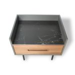 SLATER Walnut and Slate Ceramic Top Side Table