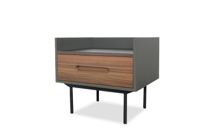 SLATER Walnut and Slate Ceramic Top Side Table