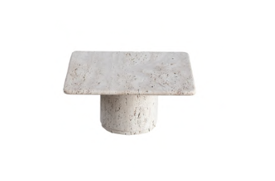 SLOANE Low White Travertine Marble Coffee Table 21x21x10