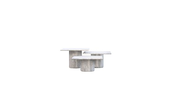 SLOANE Tall Grey Travertine Marble Coffee Table 1