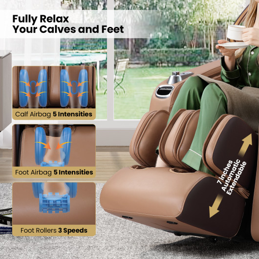 Zero Gravity Full Body 3D Massage Chair with Airbags Brown