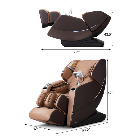 Zero Gravity Full Body 3D Massage Chair with Airbags Brown - Image 4