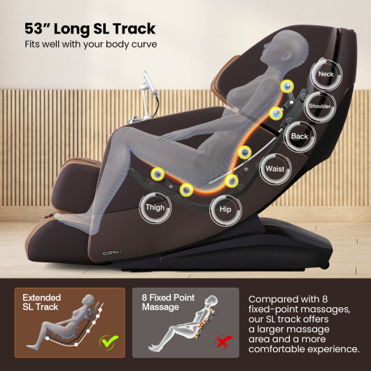 Zero Gravity Full Body 3D Massage Chair with Airbags Brown - Image 6