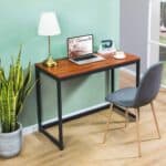 Compact Home Office Desk with Wood Top and Metal Frame 8 Compact Home Office Desk with Wood Top and Metal Frame