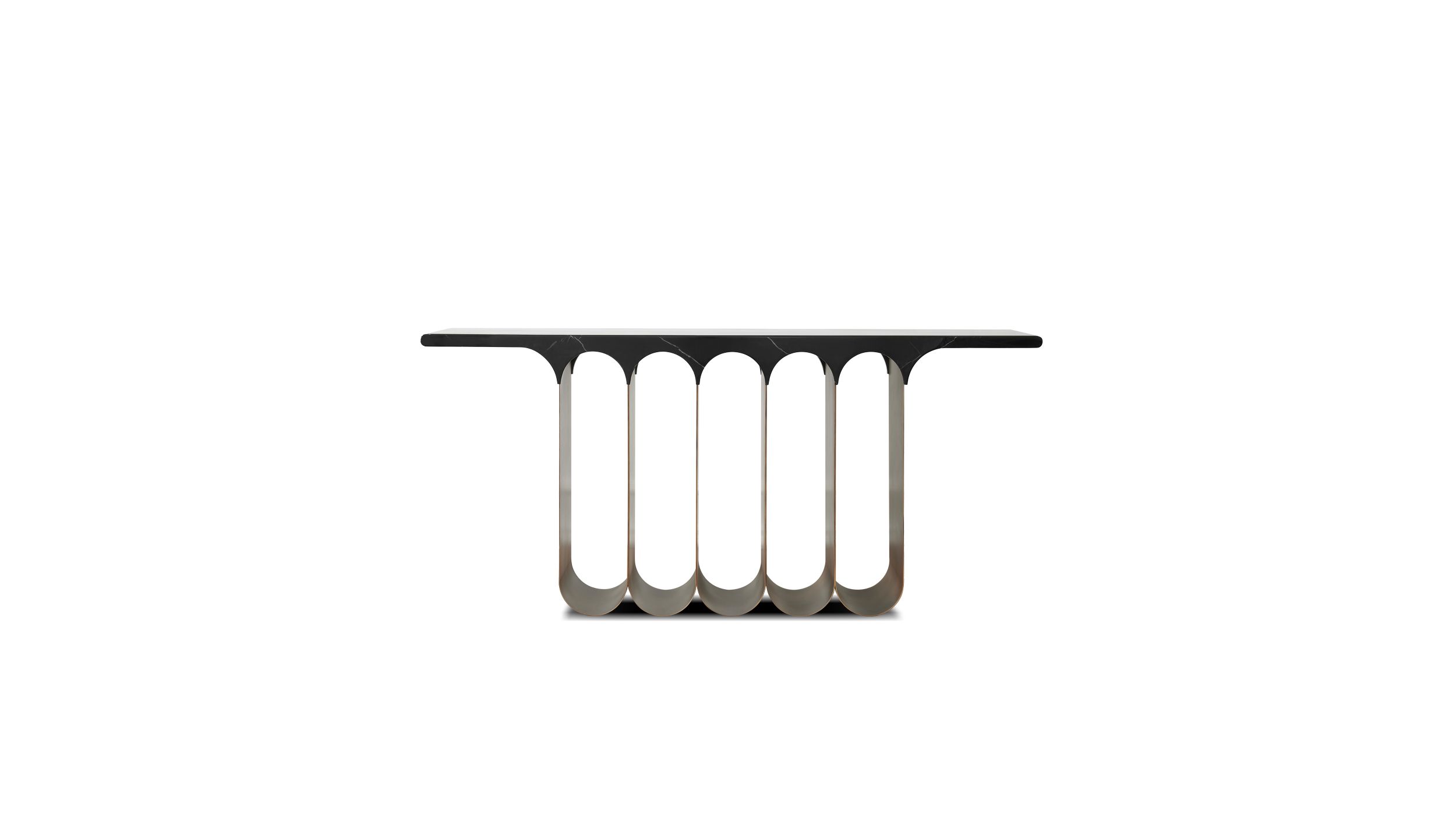 SOCLE Black Marble Console Table Brushed Bronze Base 2 SOCLE Black Marble Console Table Brushed Bronze Base - Image 2