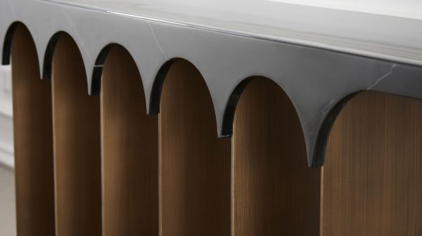 SOCLE Black Marble Console Table Brushed Bronze Base 4