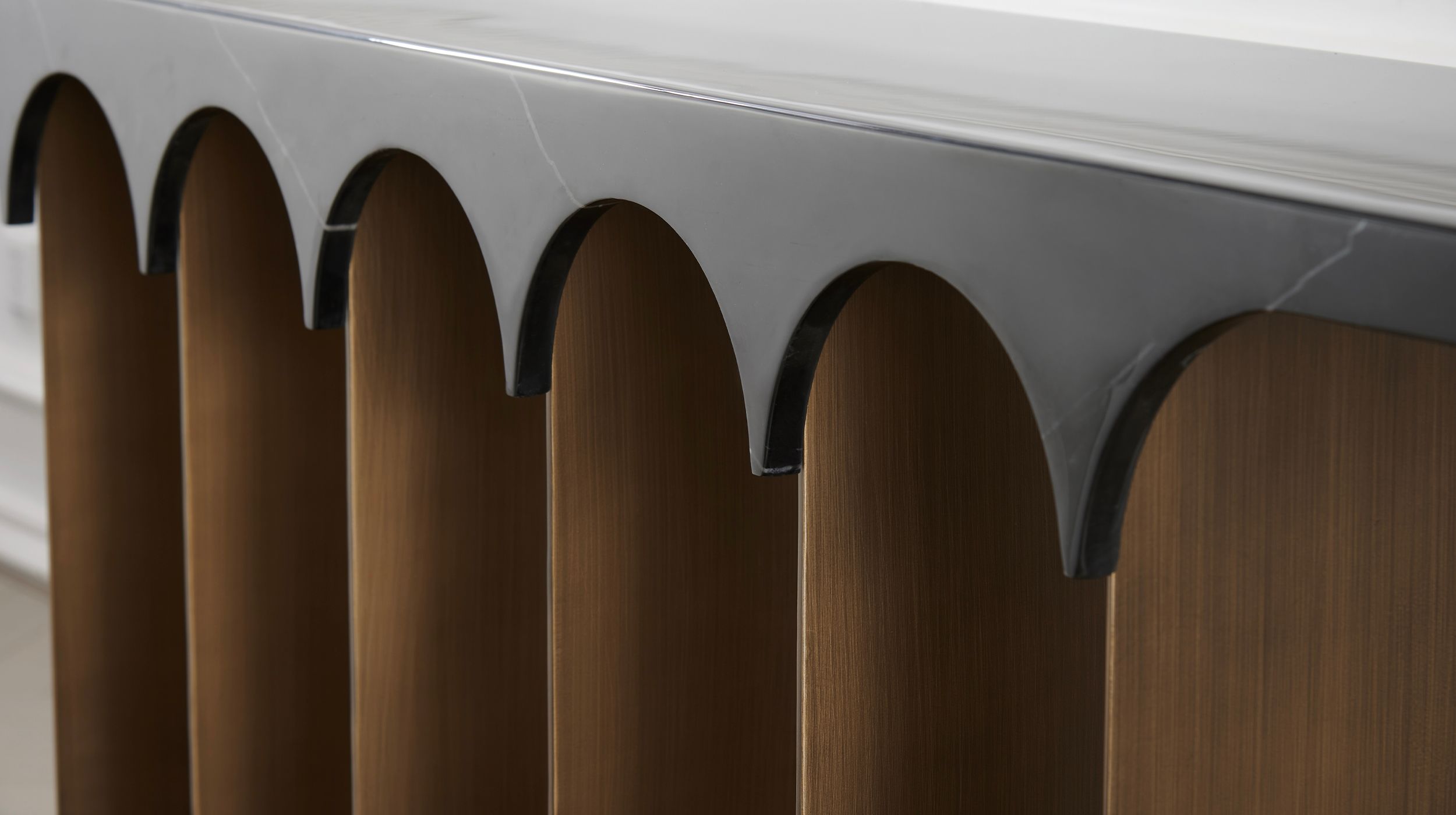 SOCLE Black Marble Console Table Brushed Bronze Base 4 SOCLE Black Marble Console Table Brushed Bronze Base - Image 4