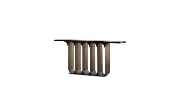 SOCLE Black Marble Console Table Brushed Bronze Base