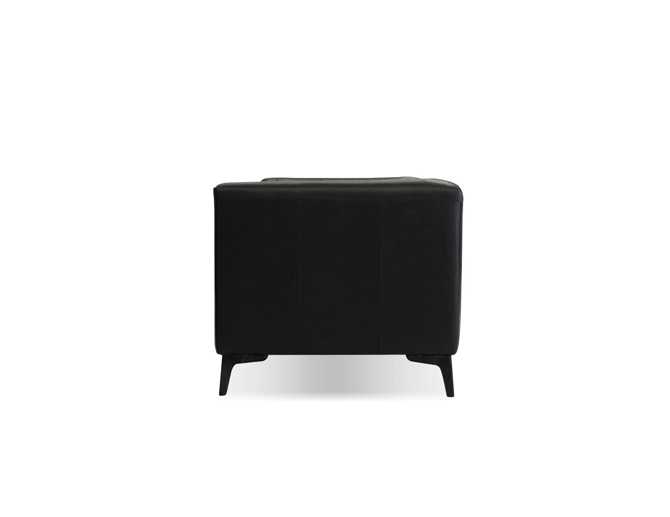 DALTON Vintage Black Leather Sofa with Black Powder Coated Legs