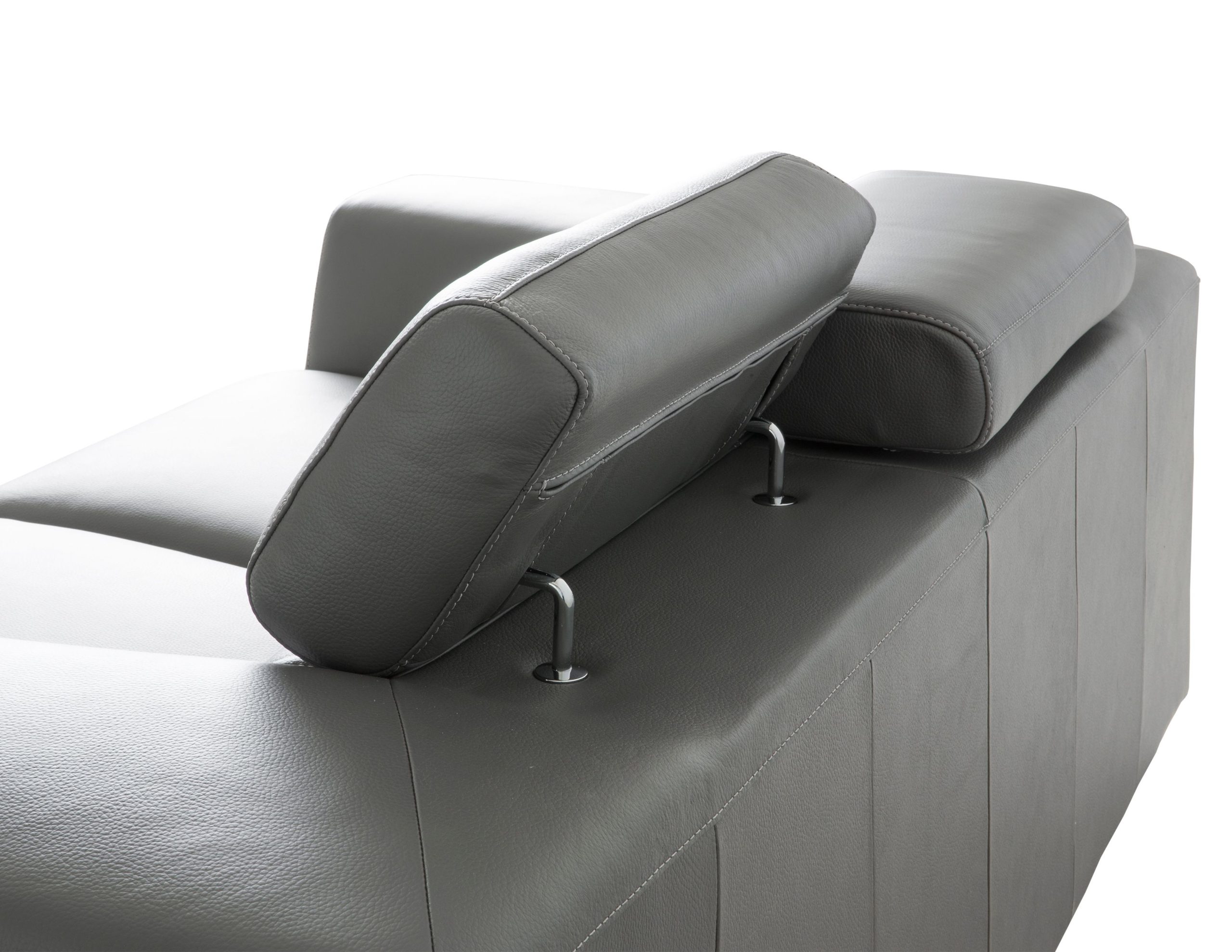 ICON Dark Grey Leather Sofa Adjustable Headrests