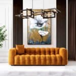 Orange Boucle Tufted Chesterfield Sofa with Removable Legs