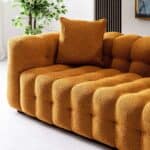 Orange Boucle Tufted Chesterfield Sofa with Removable Legs