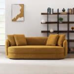 Yellow Boucle Modern French Sofa with Removable Legs