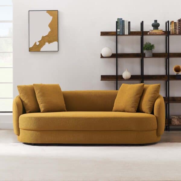 Yellow Boucle Modern French Sofa with Removable Legs