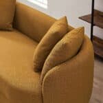 Yellow Boucle Modern French Sofa with Removable Legs