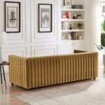 Yellow Tufted Velvet Sofa with Walnut Wood Legs