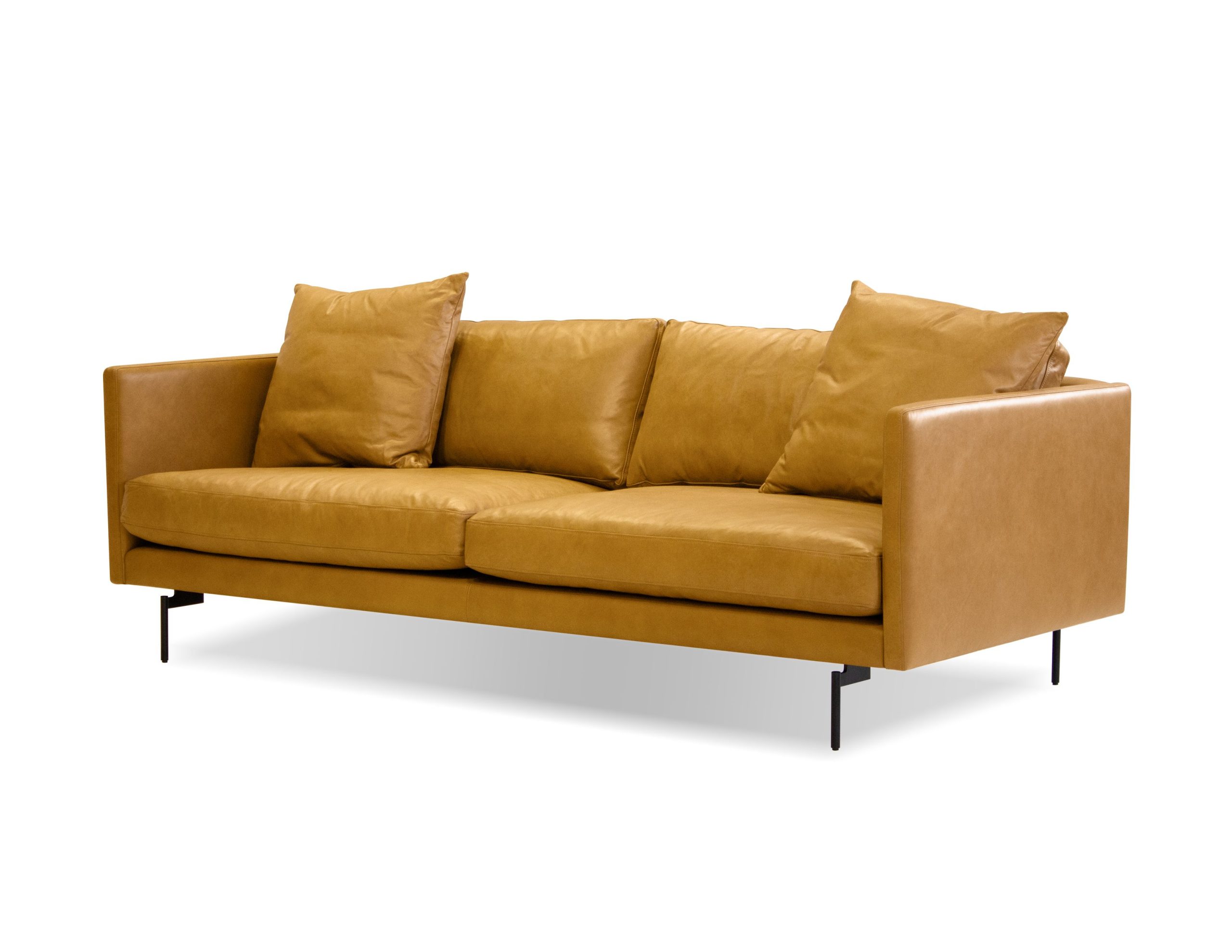 TUX Tan Leather Sofa with Black Legs