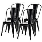 Stackable Black Metal Bistro Dining Chairs Indoor Outdoor (Set of 4)