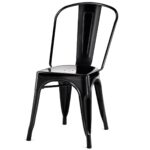 Stackable Black Metal Bistro Dining Chairs Indoor Outdoor (Set of 4)