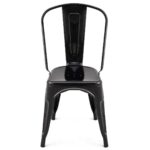 Stackable Black Metal Bistro Dining Chairs Indoor Outdoor (Set of 4)