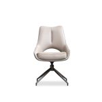 SOFIA Beige Leatherette Swivel Dining Chair, Black Base 8 SOFIA Beige Leatherette Swivel Dining Chair, Black Base