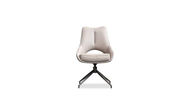 SOFIA Beige Leatherette Swivel Dining Chair Black Base 1 2