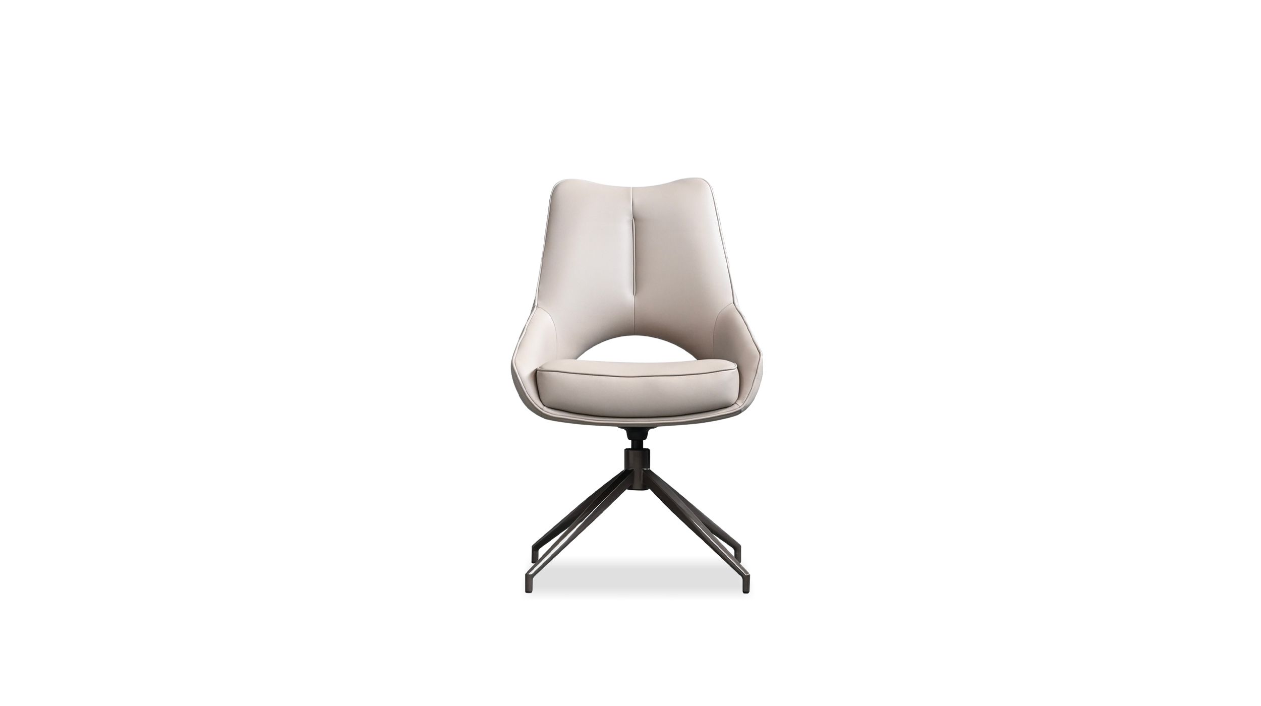 SOFIA Beige Leatherette Swivel Dining Chair, Black Base 2 SOFIA Beige Leatherette Swivel Dining Chair, Black Base - Image 2