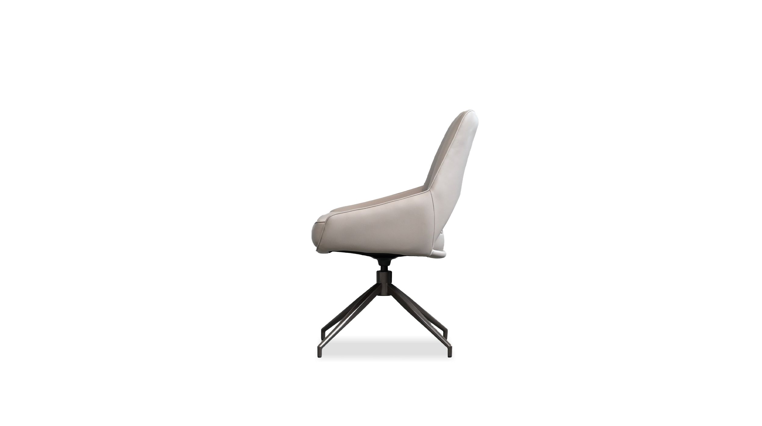 SOFIA Beige Leatherette Swivel Dining Chair, Black Base 3 SOFIA Beige Leatherette Swivel Dining Chair, Black Base - Image 3