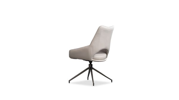SOFIA Beige Leatherette Swivel Dining Chair Black Base 3 2