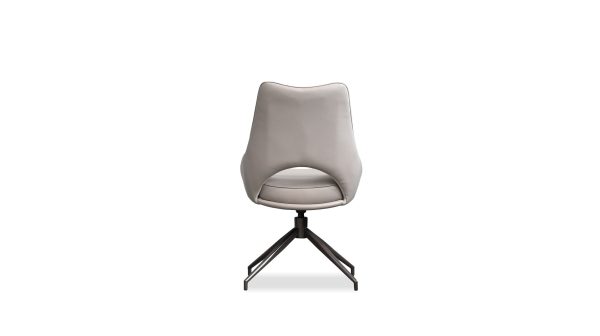 SOFIA Beige Leatherette Swivel Dining Chair Black Base 4 2