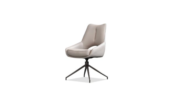 SOFIA Beige Leatherette Swivel Dining Chair Black Base 7