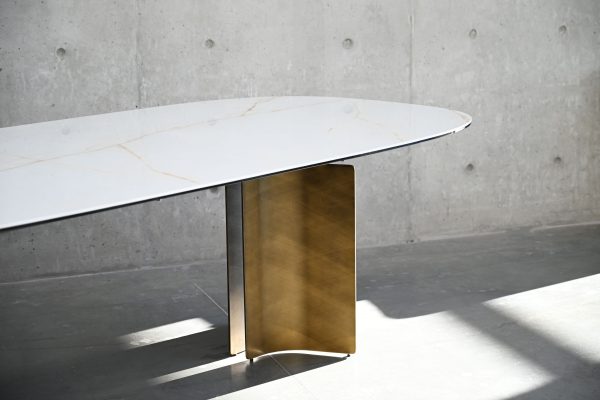 SORRENTO Oval Italian Ceramic Dining Table Antique Brass 2 2