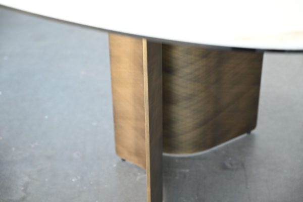 SORRENTO Oval Italian Ceramic Dining Table Antique Brass 4 2