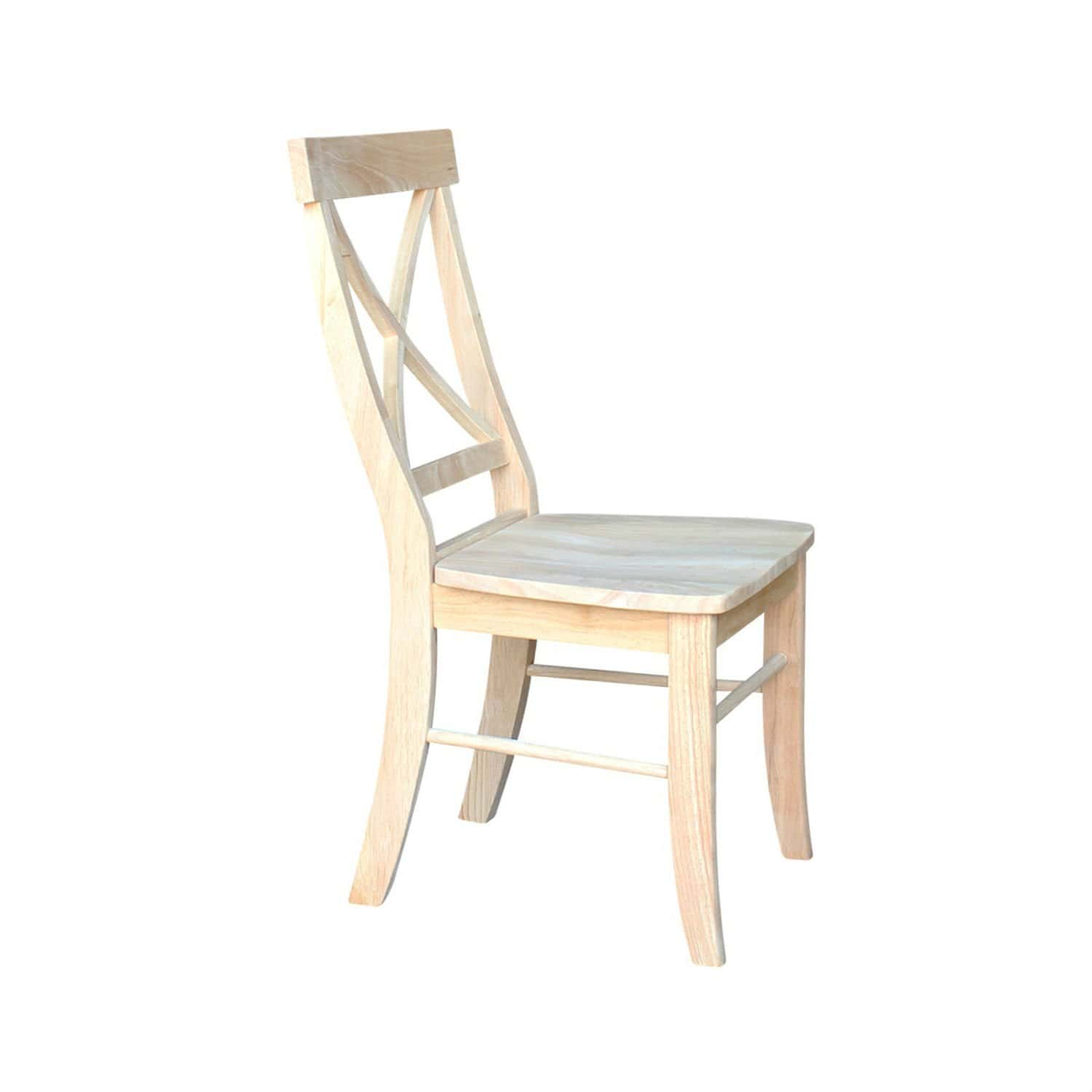 Unfinished Wood Dining Chairs with X-Back Design (Set of 2) 2 Unfinished Wood Dining Chairs with X-Back Design (Set of 2) - Image 2