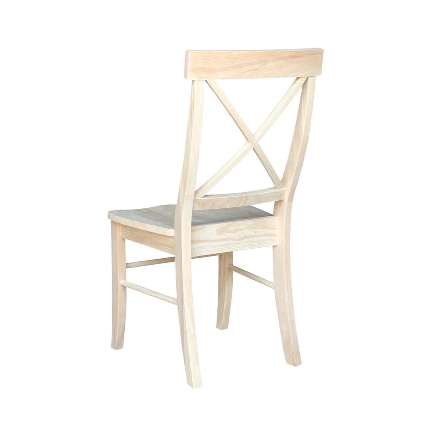 Unfinished Wood Dining Chairs with X-Back Design (Set of 2) 3 Unfinished Wood Dining Chairs with X-Back Design (Set of 2) - Image 3